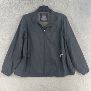 LL Bean Womens Windbreaker Jacket Sz 2X Nylon Black Pockets Gorpcore